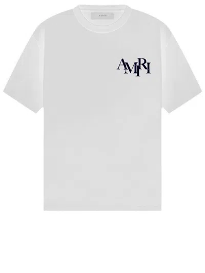 Amiri Staggered Logo T-shirt In White