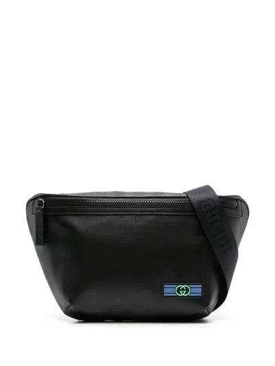 Gucci Gg Crystal Leather Belt Bag In Black