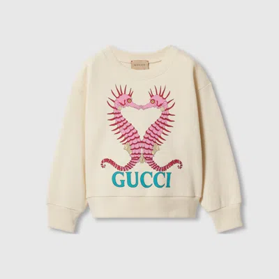 Gucci Cotton Sweatshirt With Seahorses In Neutral
