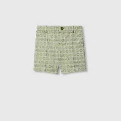 Gucci Babies' Double G Cotton Shorts In Green