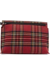 LOEWE T LEATHER AND TARTAN FELT POUCH