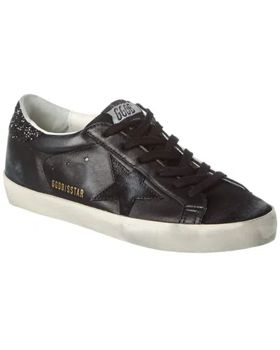 Golden Goose Superstar Leather & Glitter Sneaker In Black