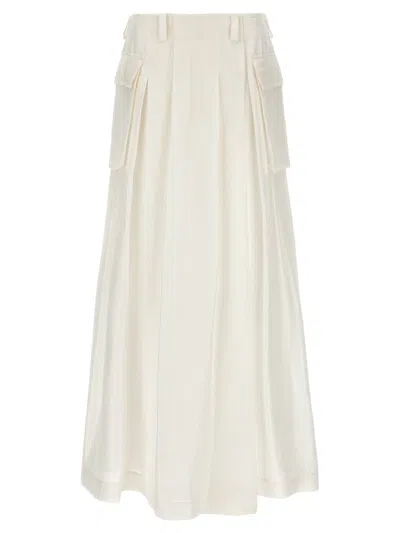 Alberta Ferretti Semi-transparent Long Skirt In White