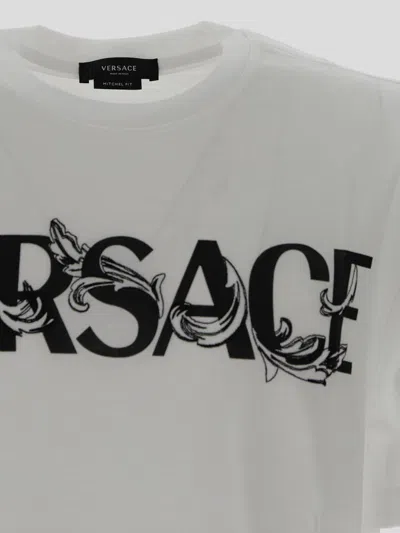 Versace Logo Writing Print T-shirt In White