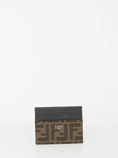 Fendi Ff Cardholder In Beige