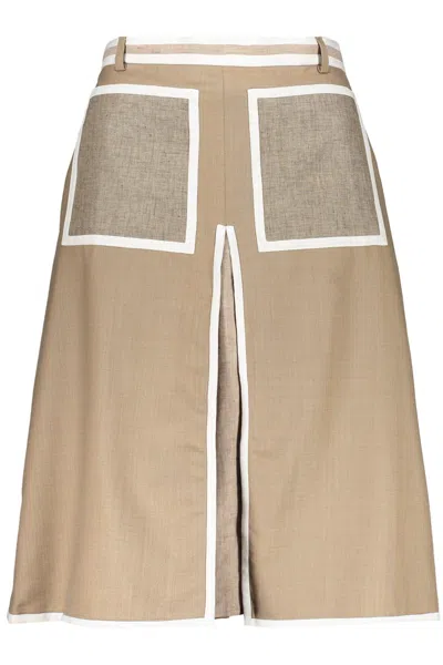 Burberry Midi Skirt In Beige