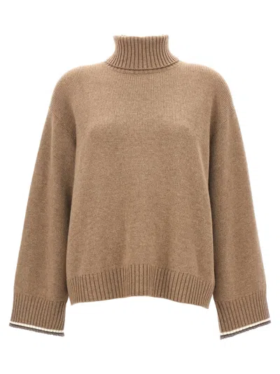 Brunello Cucinelli Monile Profiles Sweater Sweater, Cardigans Brown In Beige