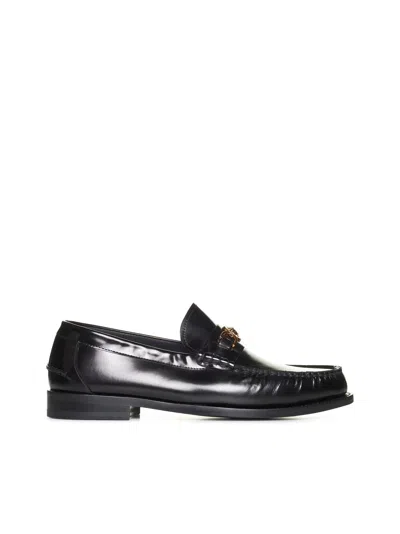 Versace Medusa Croco Slip-on Loafers In Black