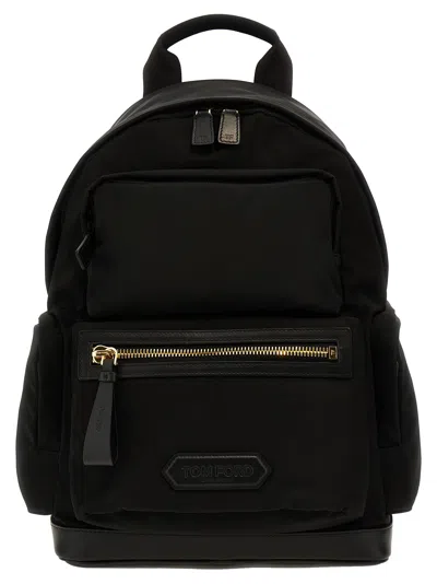 Tom Ford Logo Nylon Backpack In Black