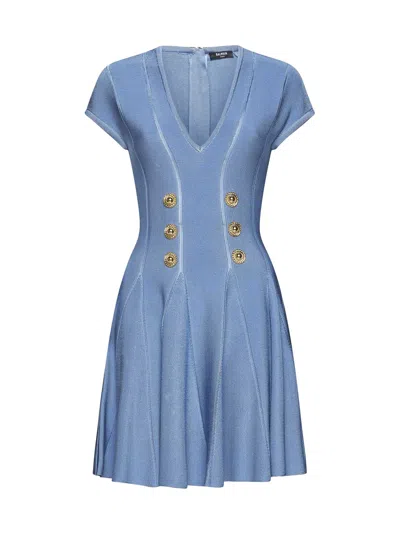 Balmain Dress In Bleu Pale