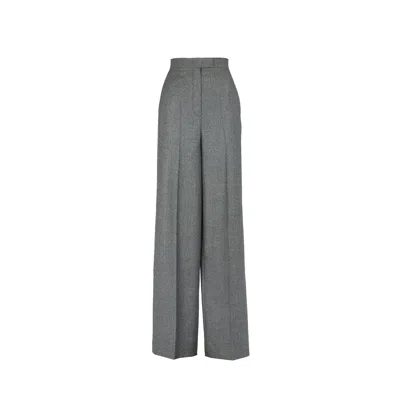 Fendi Wide Leg Wool Pants In Gray