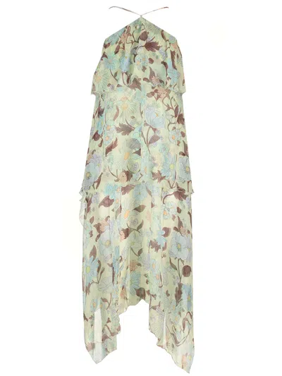 Stella Mccartney Ruffled Silk Chiffon Maxi Dress In Green