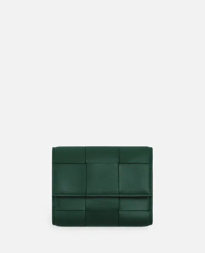 Bottega Veneta Tri-fold Leather Wallet In Green
