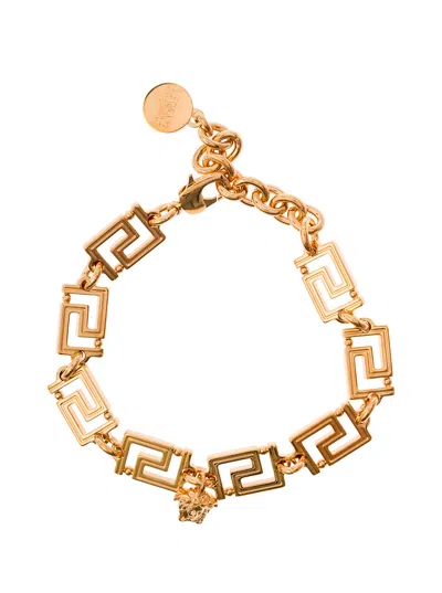 Versace Gold-colored Greca Chain Bracelet In Brass Woman In Metallic