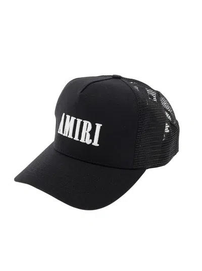 Amiri Black Baseball Cap With Mesh Insert In Cotton Man In White/black