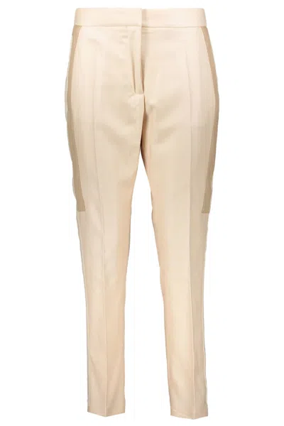Burberry Wool And Silk Trousers In Panna