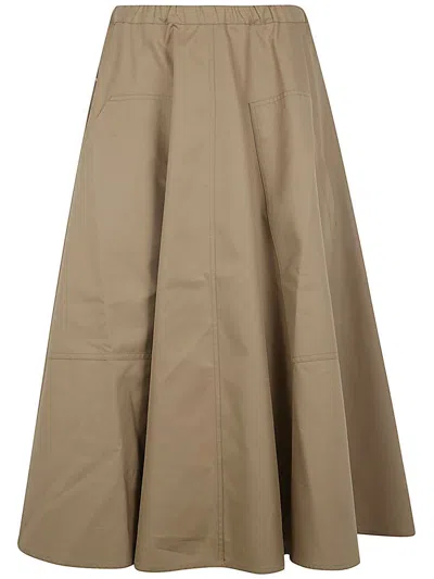 Sofie D Hoore Wide Midi Skirt With Big Patched Pockets Clothing In Brown