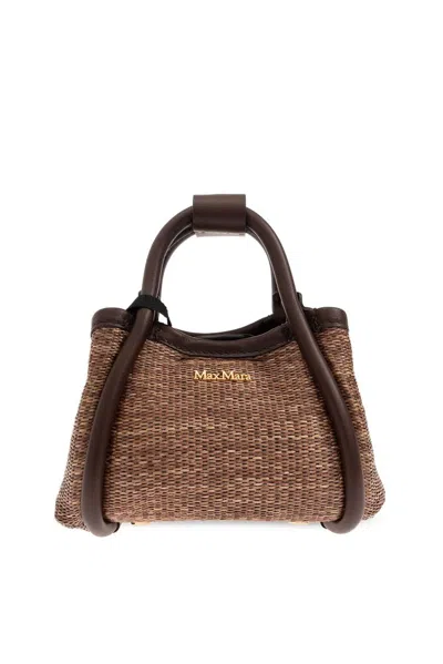 Max Mara Marine Xxs Logo Plaque Shoulder Bag In Brown