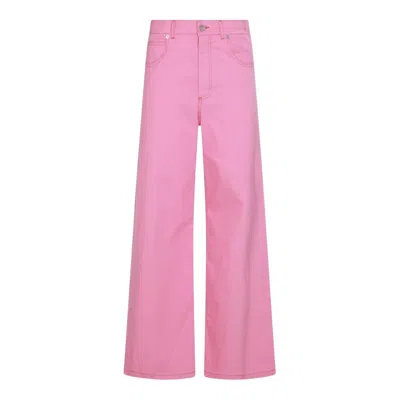 Marni Wide Leg Jeans In Pink Clematis
