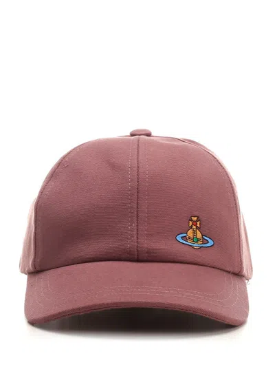 Vivienne Westwood Cotton Orb-embroidery Baseball Cap In Pink