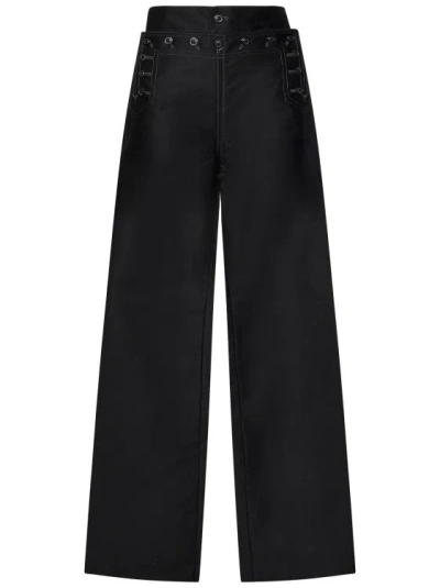 Maison Margiela Wide-leg Satin Trousers In Black