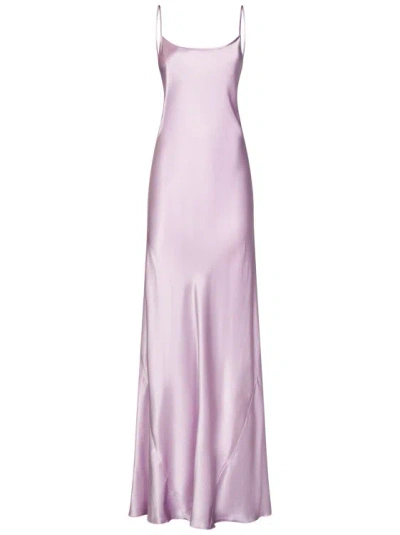 Victoria Beckham Satin V-neck Maxi Dress In Purple