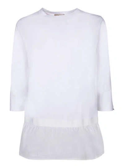 Herno Chic Cotton Jersey And New Techno Taffetà Long-sleeved T-shirt In White