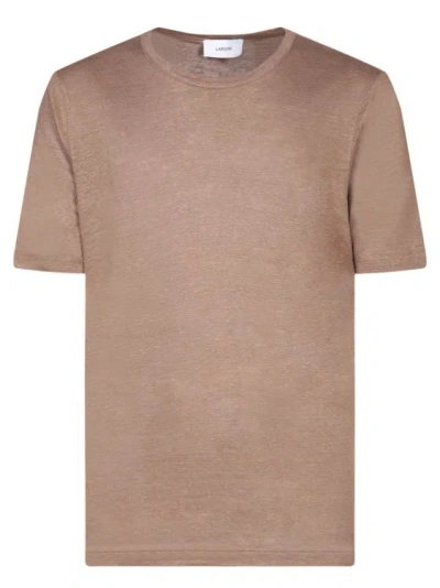 Lardini Beige Linen T-shirt In Brown