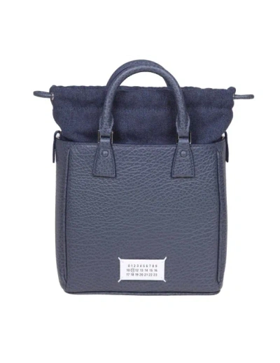 Maison Margiela 5c Vertical Tote Bag In Blue Leather In Azul