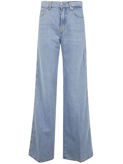7 For All Mankind Fight Linen Capri Clothing In Blue