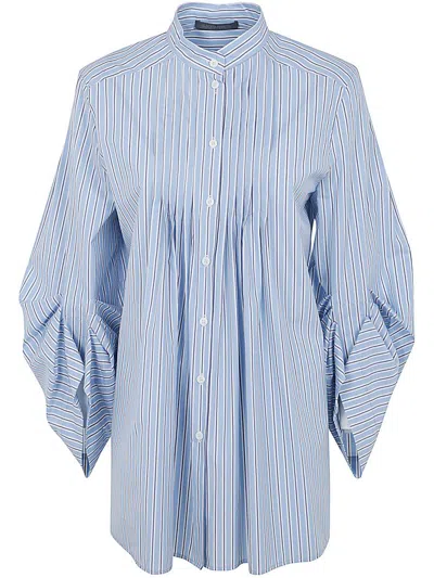 Alberta Ferretti Oversized Striped Shirt Clothing In Blue