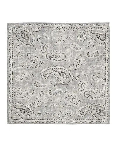 Brunello Cucinelli Bandana-print Silk Scarf In Grey