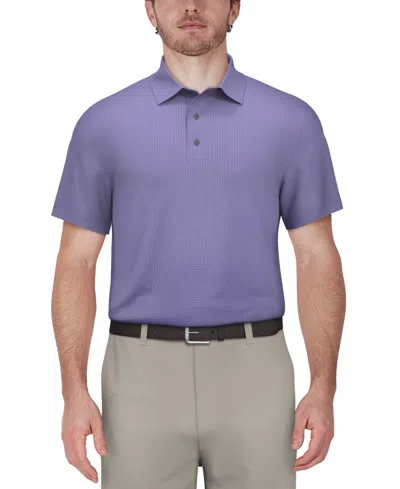 Pga Tour Men's Short-sleeve Mini-check Performance Polo Shirt In Violet Tul