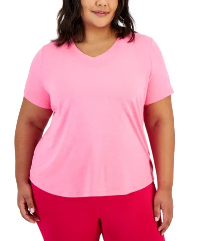 Id Ideology Plus Size 3-pk. Solid Short-sleeve Top, Created For Macy's In Mp,db,bw Combo
