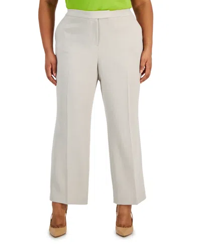 Kasper Plus Size Mid Rise Straight-leg Front-zip Pants In Summer Straw