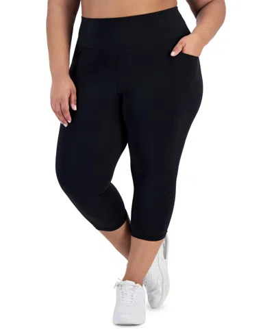 Id Ideology Women's Plus Size Cropped 7/8 Leggings, Created For Macy's In Deep Black