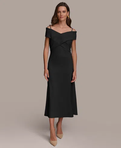 Donna Karan Women's Off-the-shoulder Crossover Midi Dress In Black