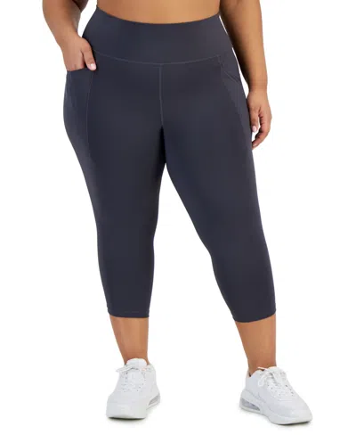 Id Ideology Women's Plus Size Cropped 7/8 Leggings, Created For Macy's In Deep Charcoal