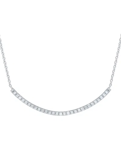Marsala Diamond Curved Bar 16" Collar Necklace (1/4 Ct. T.w.) In Sterling Silver