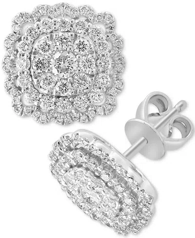 Effy Collection Effy Diamond Cluster Stud Earrings (1-1/20 Ct. T.w.) In 14k White Gold