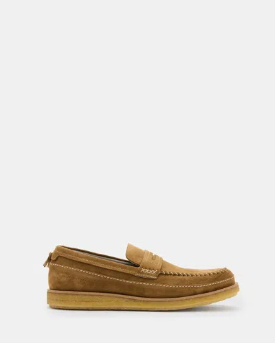 Allsaints Mens Tan Jago Slip-on Leather Loafers