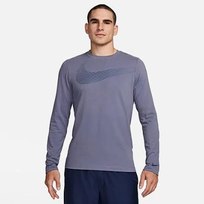 Nike Men's Dri-fit Long-sleeve Fitness T-shirt In Grey