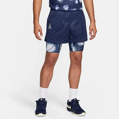 Nike Men's Ja Dri-fit 2-in-1 4" Basketball Shorts In Midnight Navy/gray