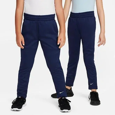 Nike Multi Big Kids' Therma-fit Open-hem Training Pants In Midnight Navy/white