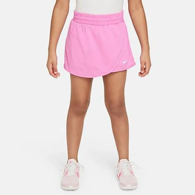 Nike Kids' Girls Sportswear T Shirt Breezy Mid Rise Skort Court Borough Low 2 Adjustable Strap Closure Casual S In Playful Pink/white