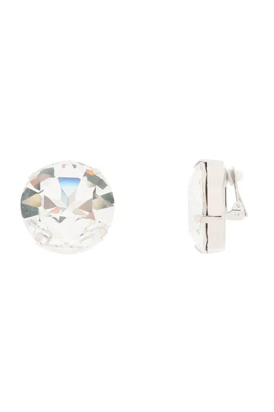 Alessandra Rich Large Crystal Clip-on Earrings In Silver