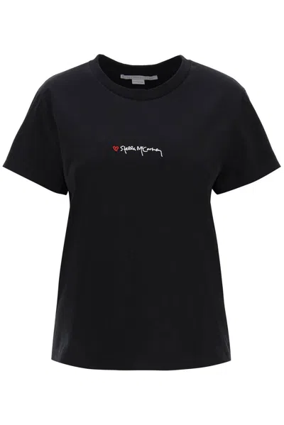 Stella Mccartney Logo Embroidered Crewneck T-shirt In Black