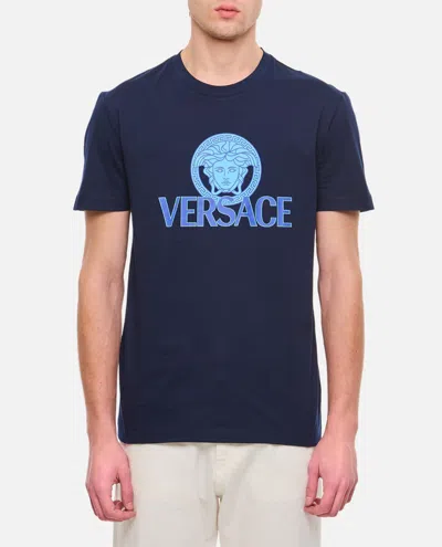 Versace Medusa T-shirt Cotton Jersey Fabric In Blue