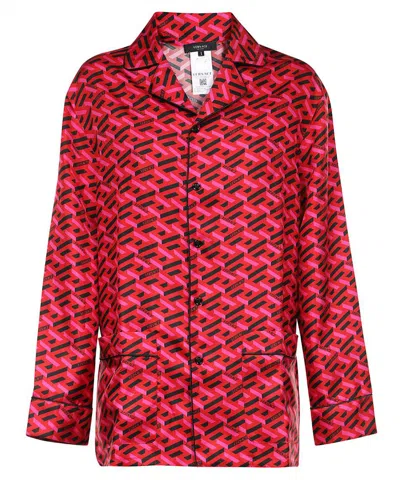 Versace Printed Silk Pyjama Blouse In Fuchsia