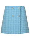 Versace Tweed Mini Skirt In Light Blue